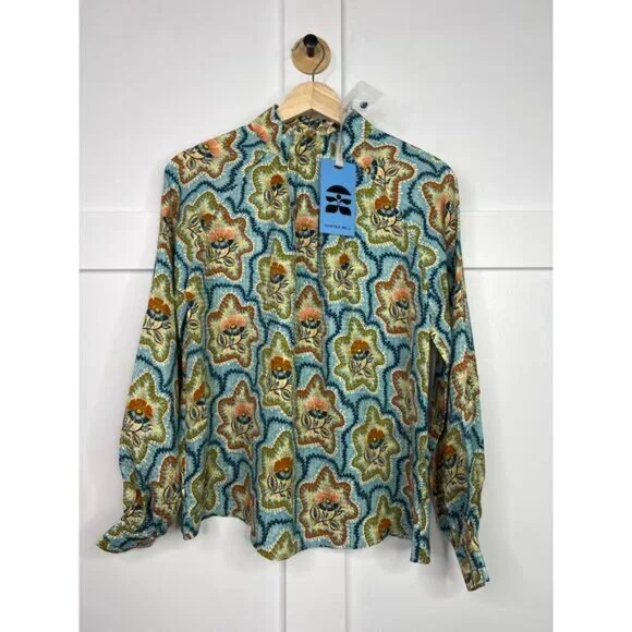NWT Hunter Bell Long Sleeve Abstract Graham Top Tea Time Flower Size: Small